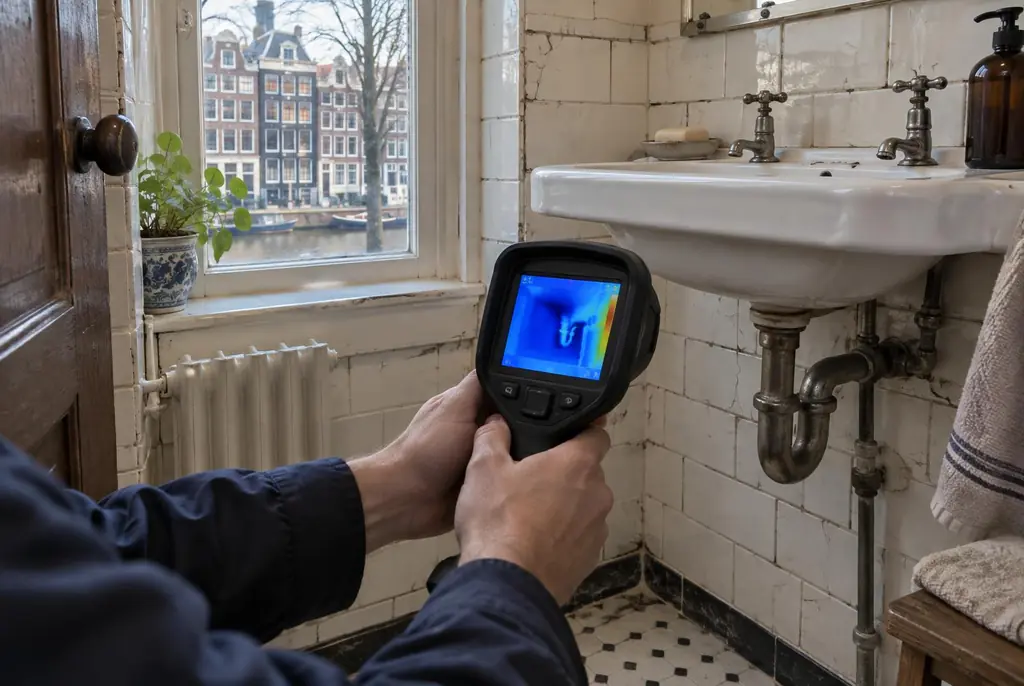 Lekdetectie Wageningen – badkamer met oude leidingen achter de tegels