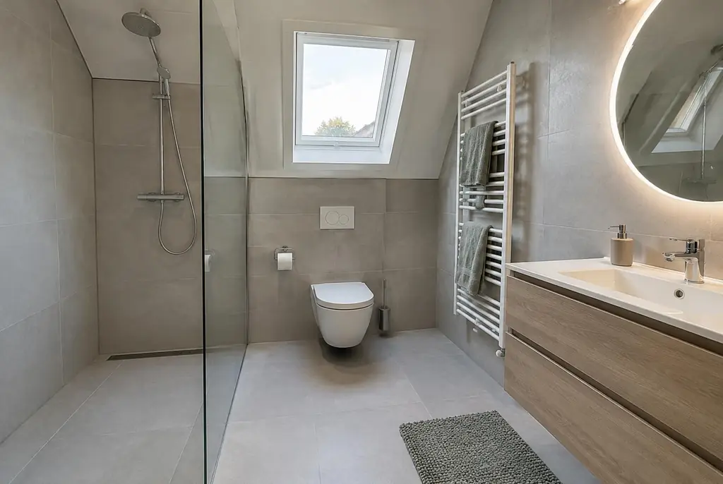 Lekdetectie Wageningen – droge badkamer met inloopdouche na herstel