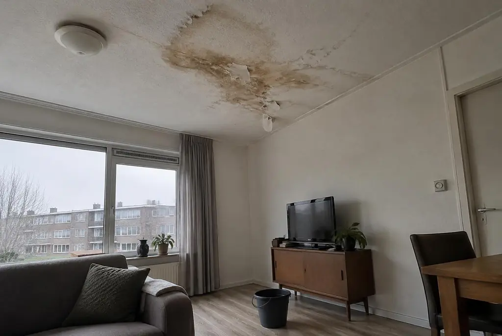 Lekdetectie Wageningen – vochtplek op het plafond onder een badkamer